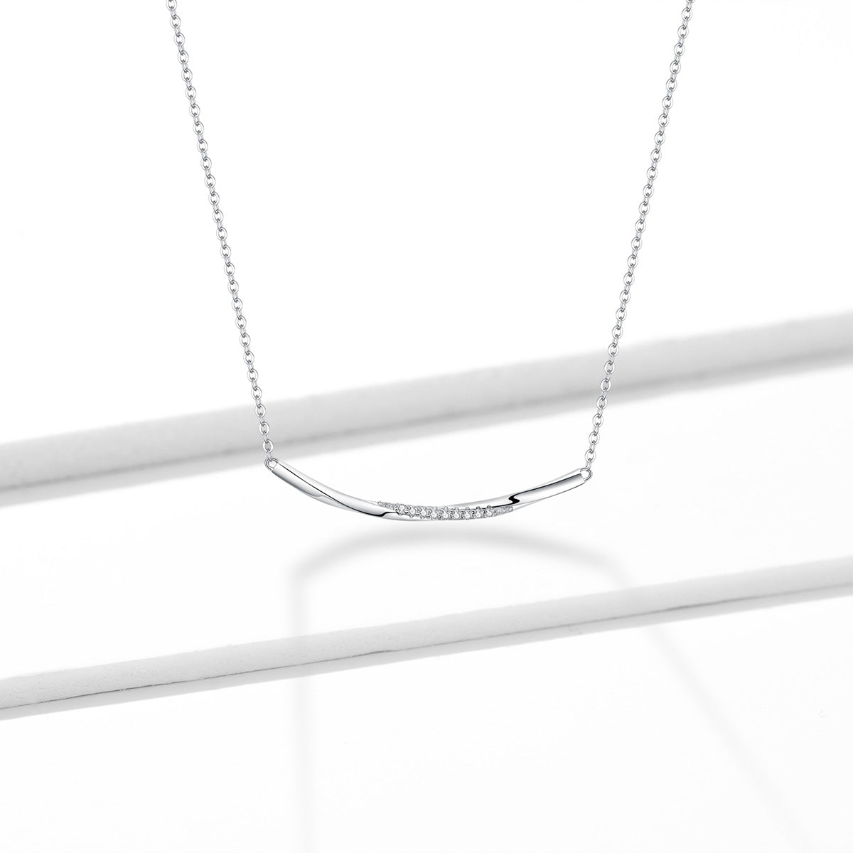 "Sylvory 925 Sterling Silver Smiling Curve Necklace"