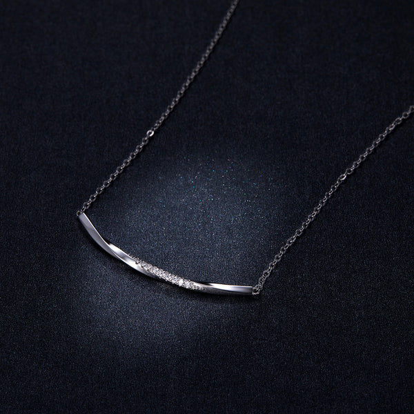 "Sylvory 925 Sterling Silver Smiling Curve Necklace"