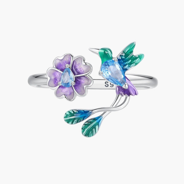 Silver Songbird Blossom Ring in 925 Sterling Silver by Sylvory