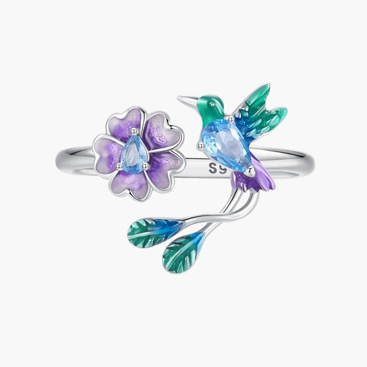 "Sylvory 925 Sterling Silver Songbird Blossom Ring"