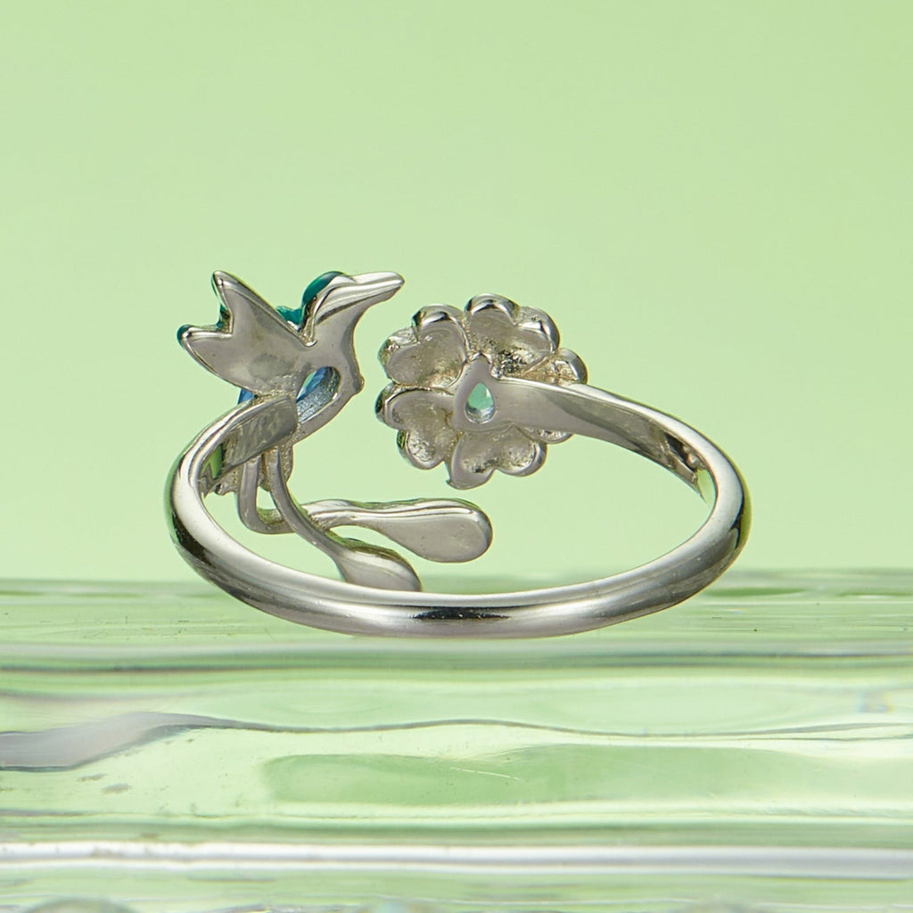 "Sylvory 925 Sterling Silver Songbird Blossom Ring"