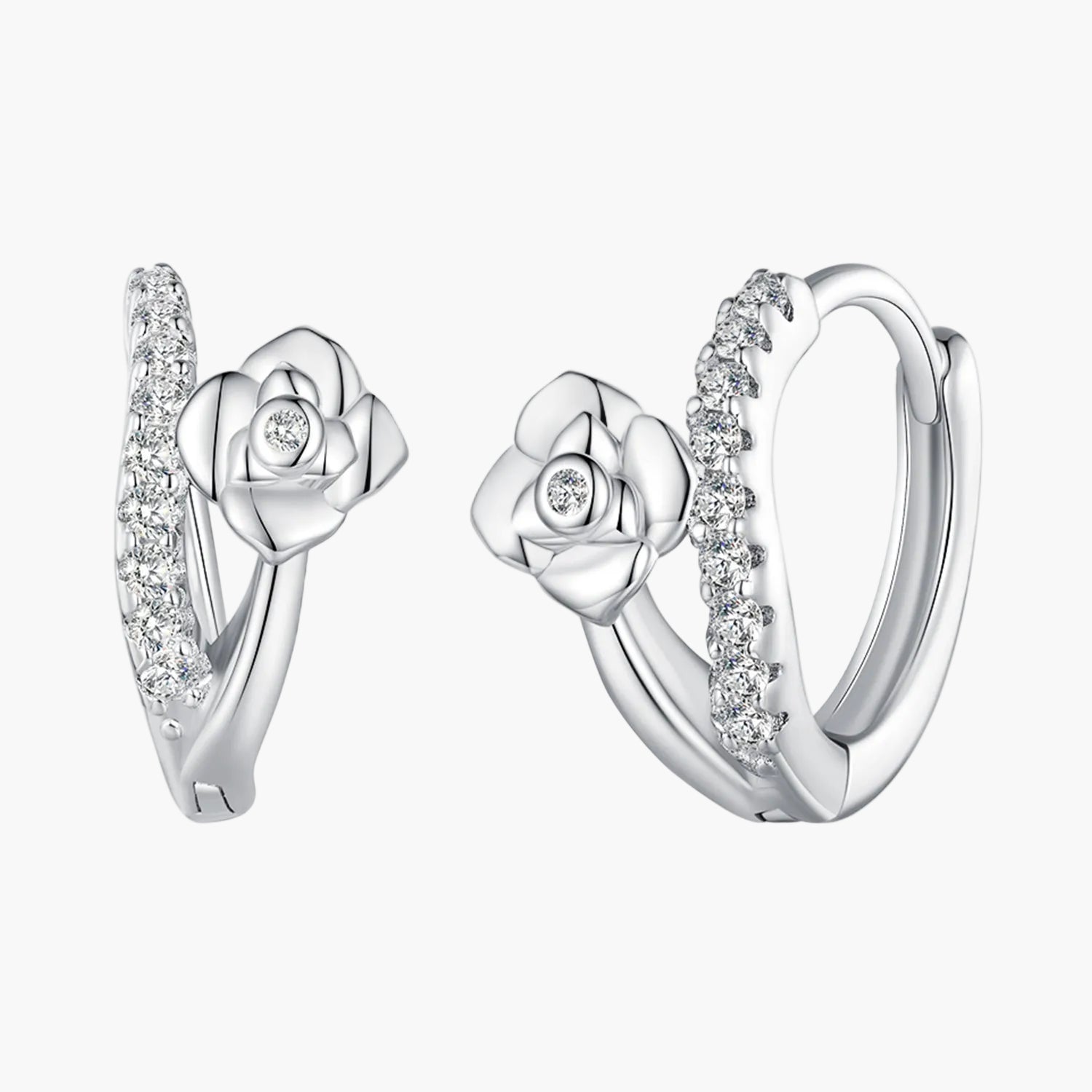 "Sylvory 925 Sterling Silver Sprouting Petals Huggie Hoops" Main image