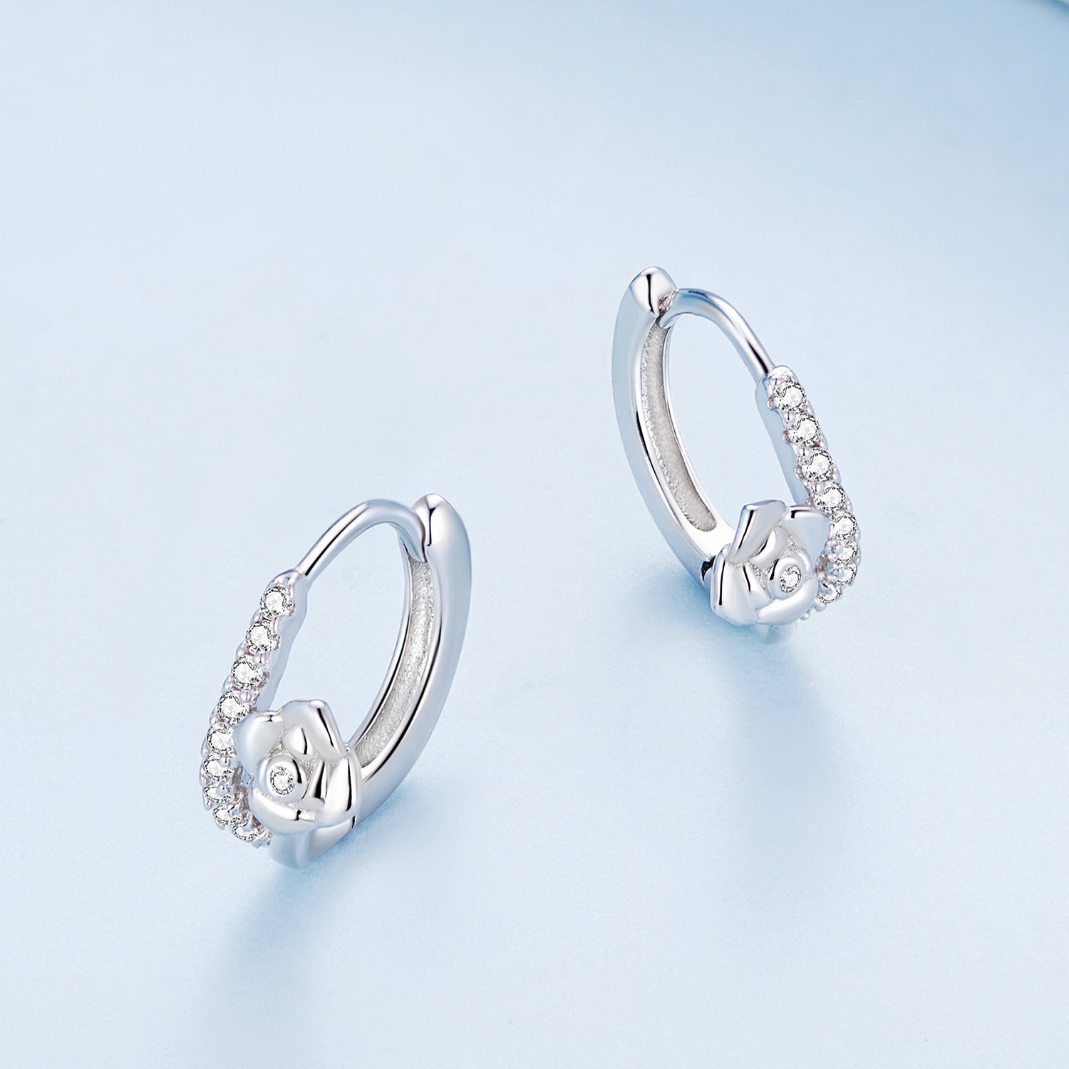 "Sylvory 925 Sterling Silver Sprouting Petals Huggie Hoops"