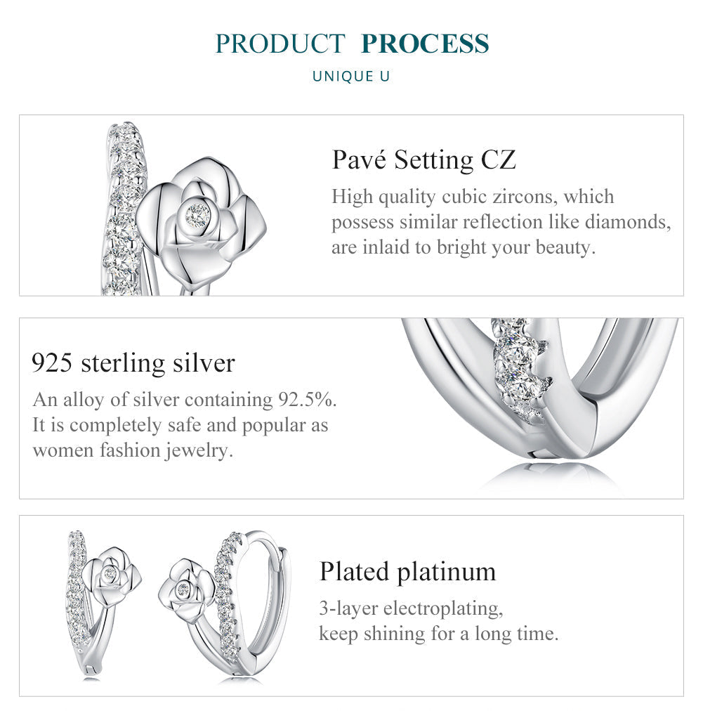 "Sylvory 925 Sterling Silver Sprouting Petals Huggie Hoops"