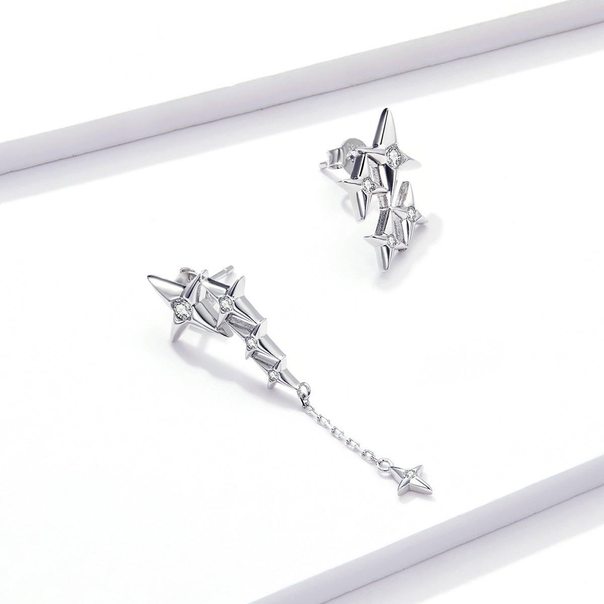 "Sylvory 925 Sterling Silver Starstruck Shimmer Asymmetric Earring"