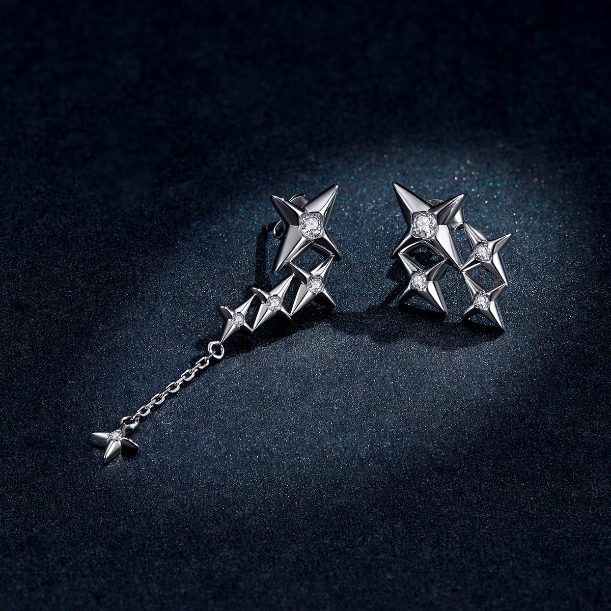 "Sylvory 925 Sterling Silver Starstruck Shimmer Asymmetric Earring"