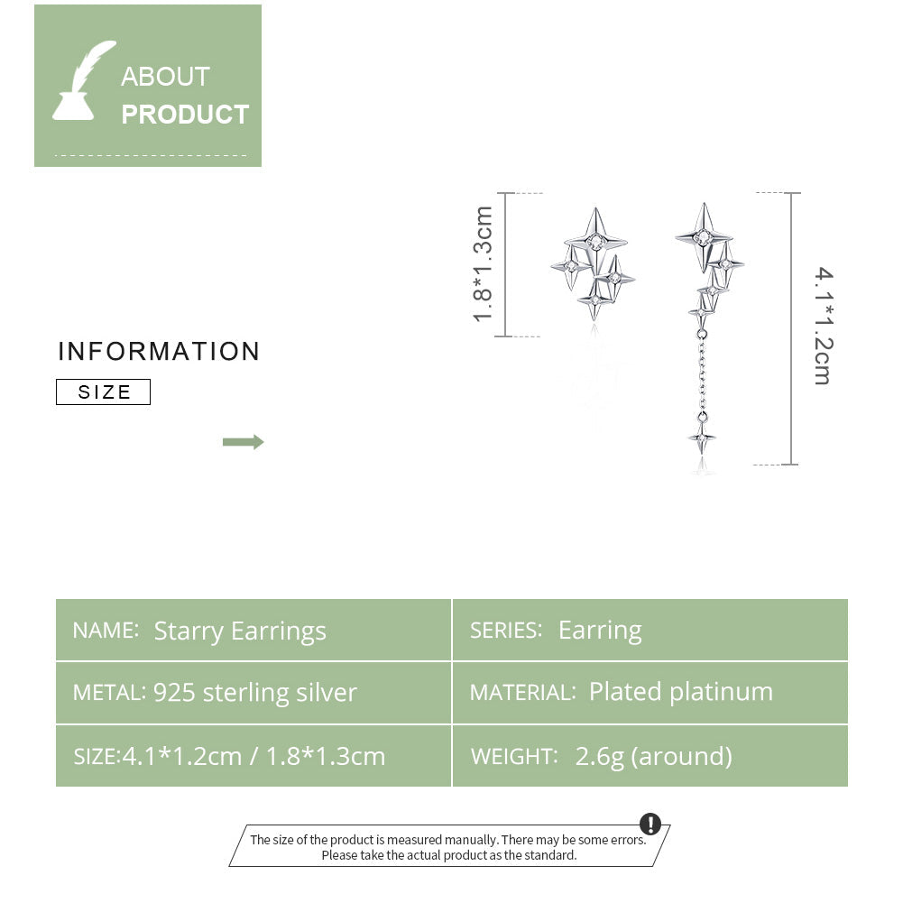 "Sylvory 925 Sterling Silver Starstruck Shimmer Asymmetric Earring"