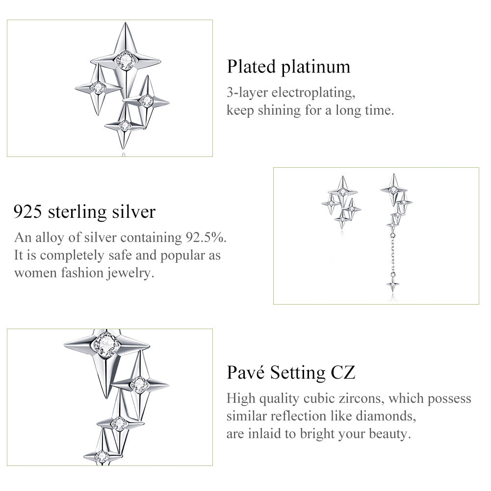 "Sylvory 925 Sterling Silver Starstruck Shimmer Asymmetric Earring"