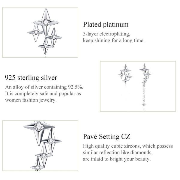 "Sylvory 925 Sterling Silver Starstruck Shimmer Asymmetric Earring"