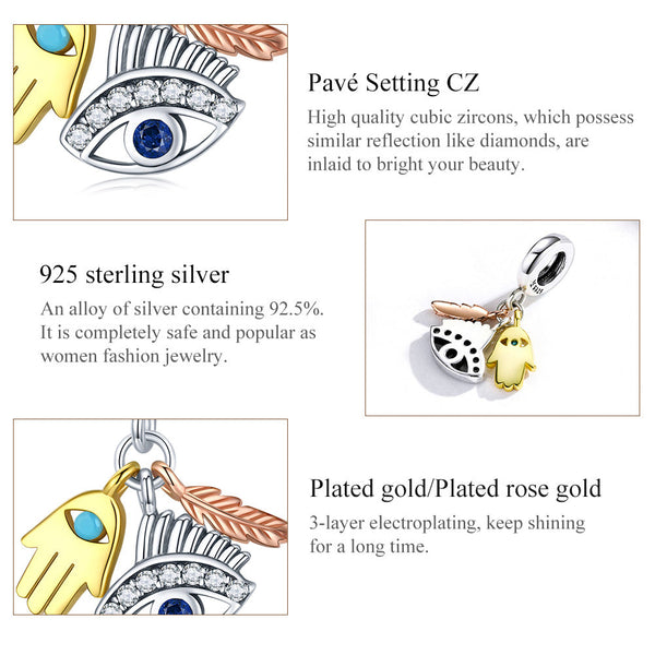 "Sylvory 925 Sterling Silver Talisman Trio Charm"