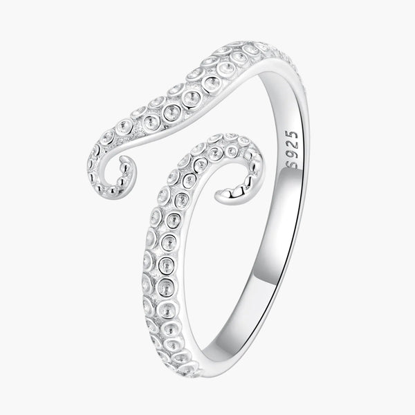 Silver Tentacle Treasures Ring in 925 Sterling Silver by Sylvory
