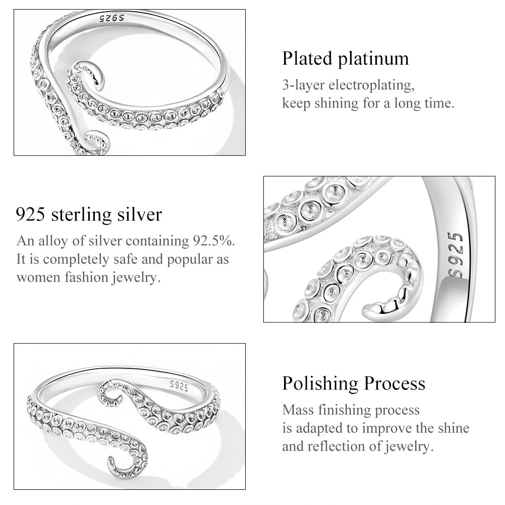 "Sylvory 925 Sterling Silver Tentacle Treasures Ring"