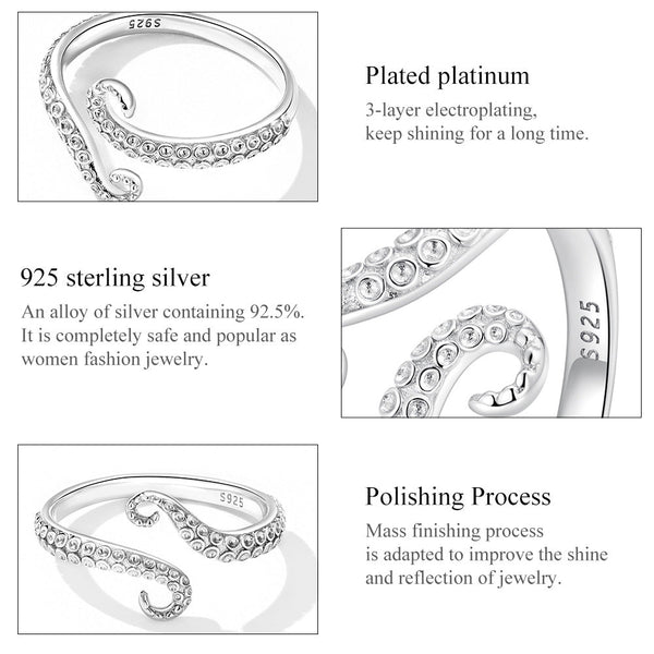 "Sylvory 925 Sterling Silver Tentacle Treasures Ring"