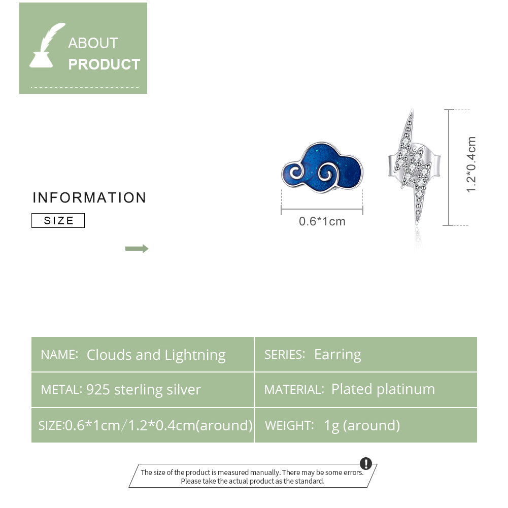 "Sylvory 925 Sterling Silver Thundercloud Studs"
