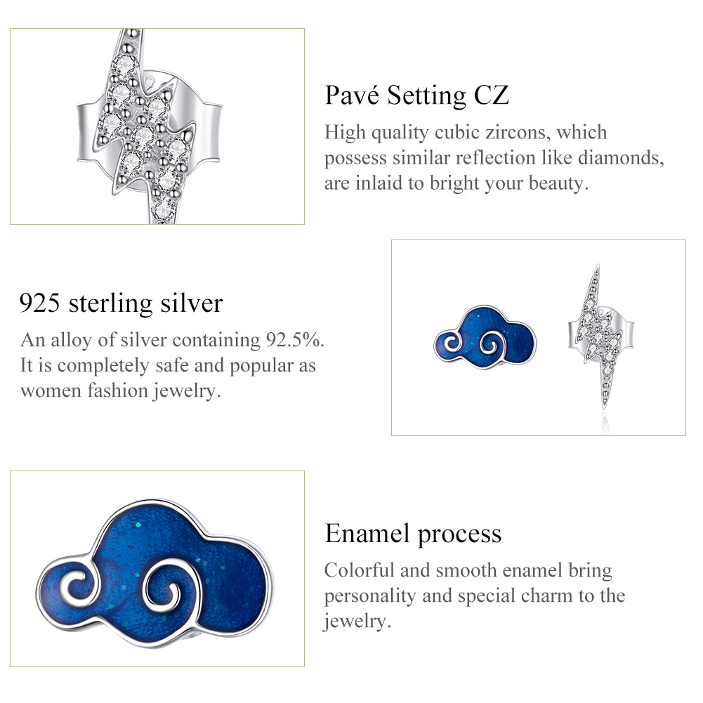 "Sylvory 925 Sterling Silver Thundercloud Studs"