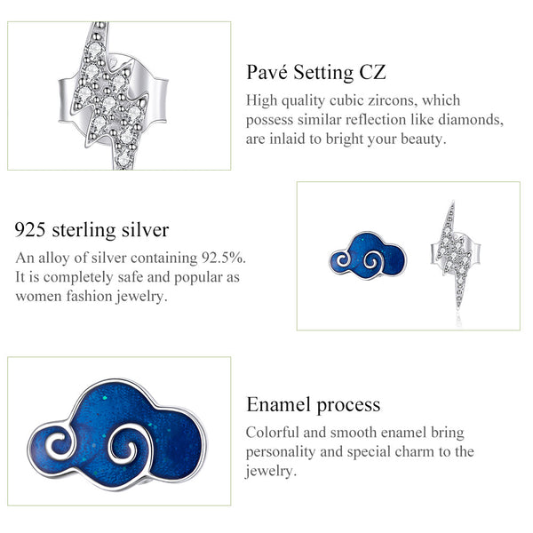 "Sylvory 925 Sterling Silver Thundercloud Studs"