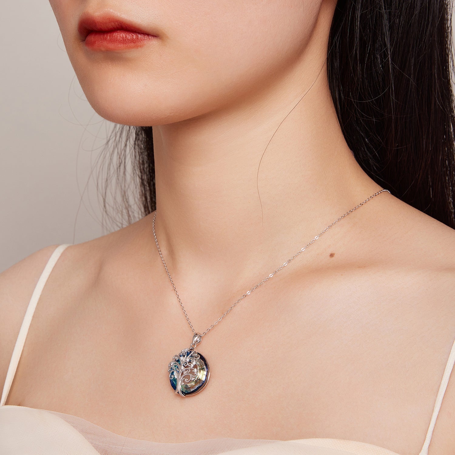 "Sylvory 925 Sterling Silver Tree of Life Illumination Necklace"