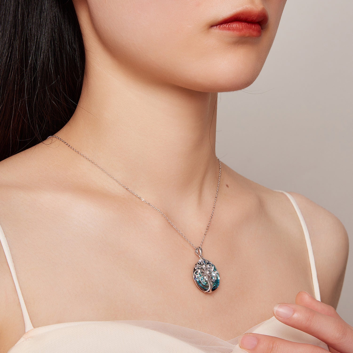 "Sylvory 925 Sterling Silver Tree of Life Illumination Necklace"