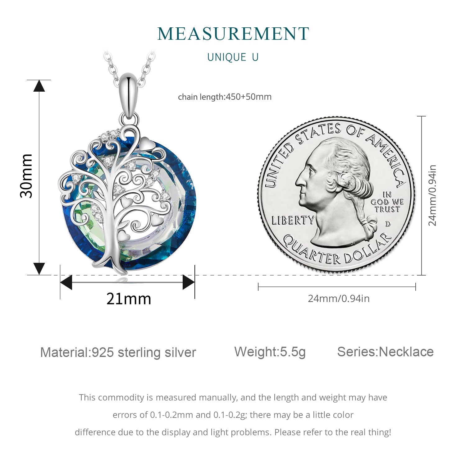 "Sylvory 925 Sterling Silver Tree of Life Illumination Necklace"