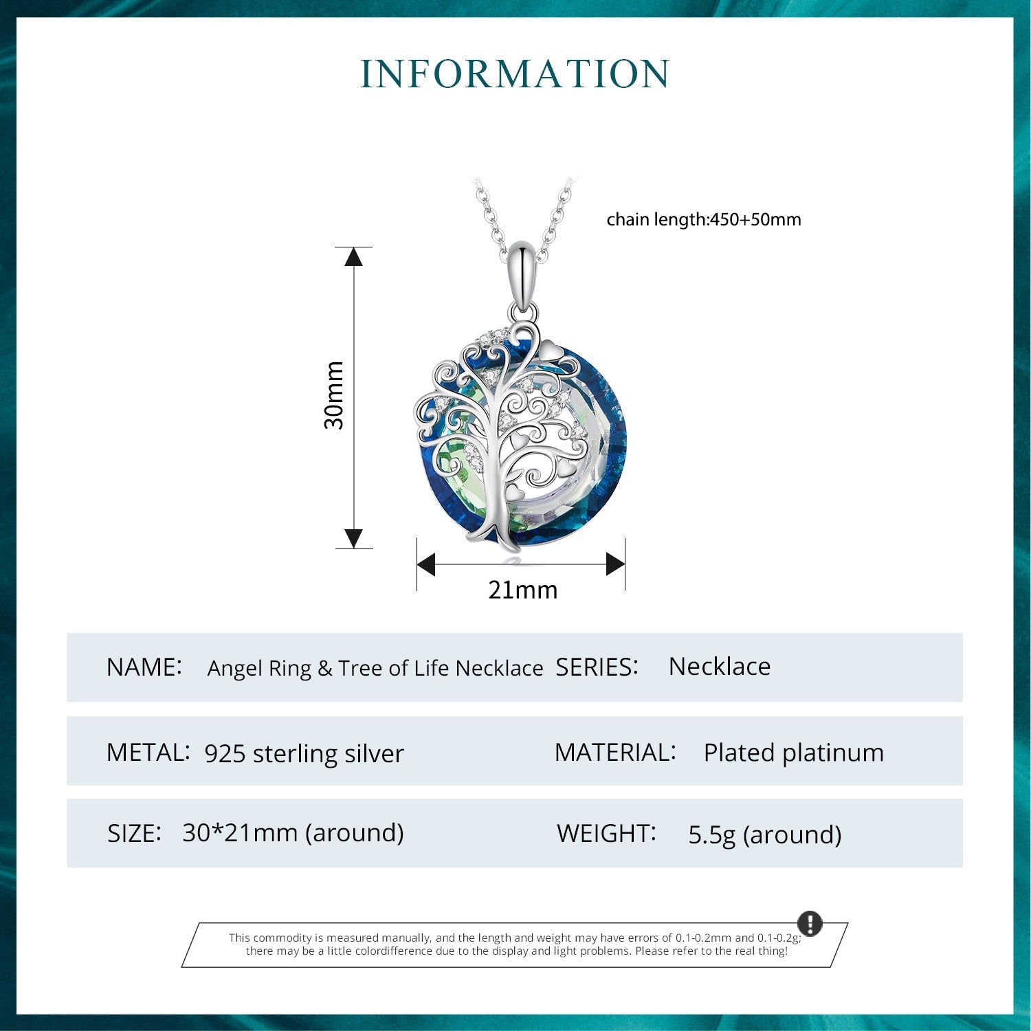 "Sylvory 925 Sterling Silver Tree of Life Illumination Necklace"