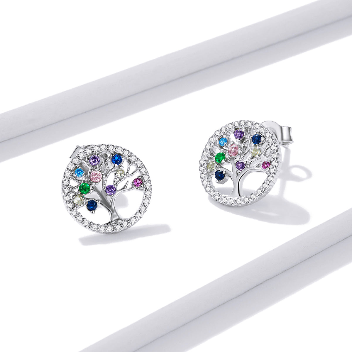 "Sylvory 925 Sterling Silver Tree of Life studs"