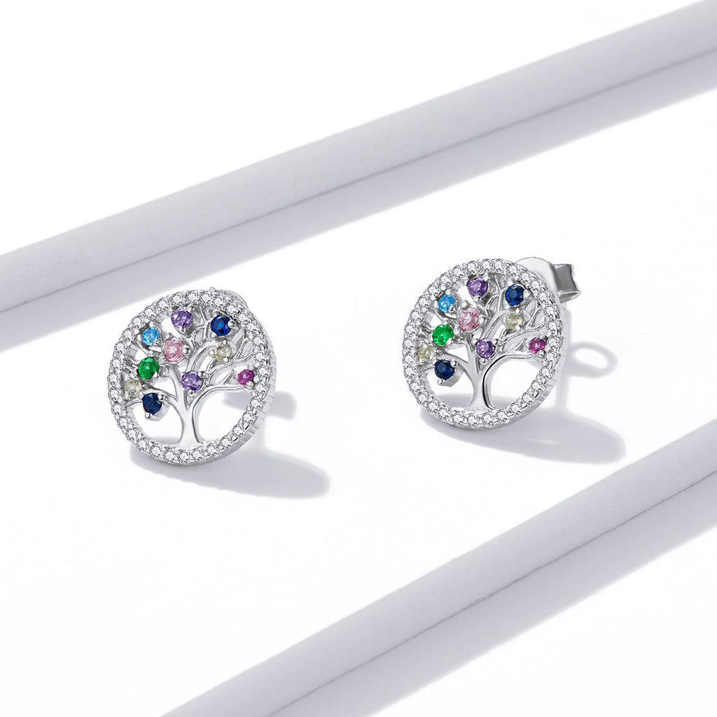 "Sylvory 925 Sterling Silver Tree of Life studs"