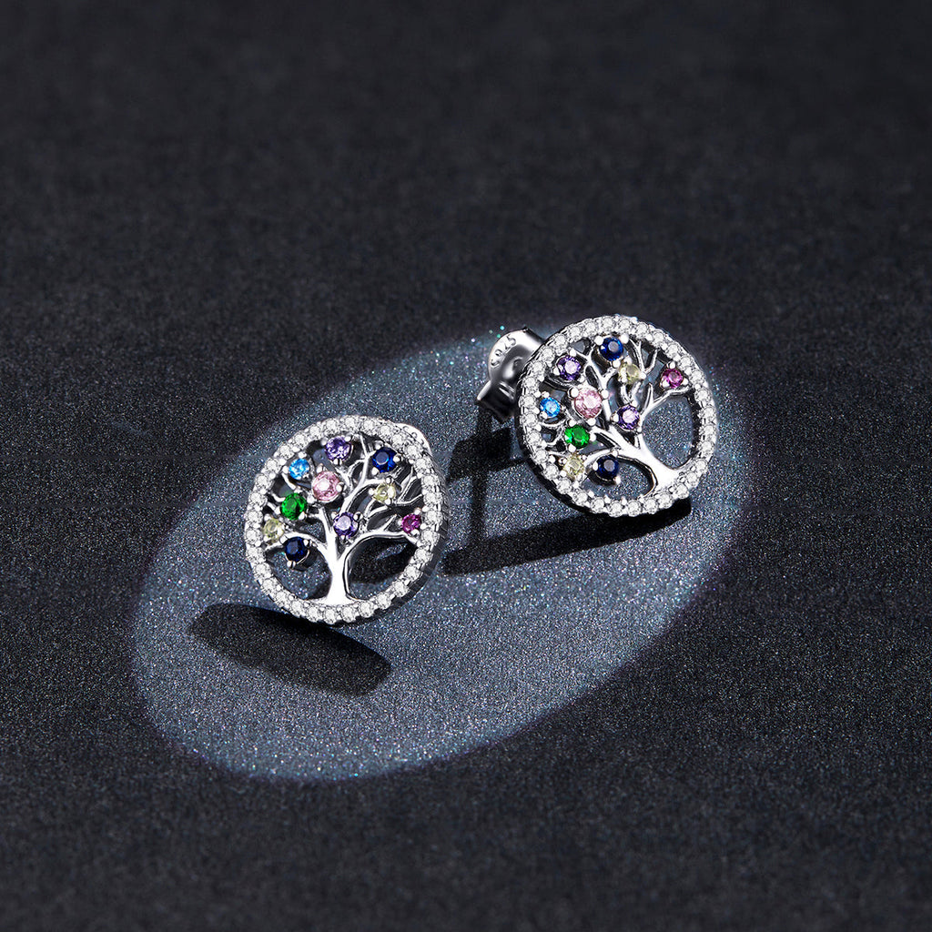 "Sylvory 925 Sterling Silver Tree of Life studs"
