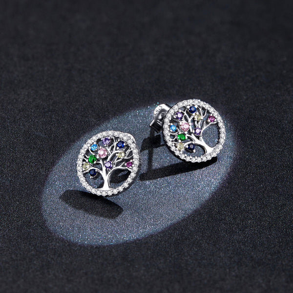 "Sylvory 925 Sterling Silver Tree of Life studs"