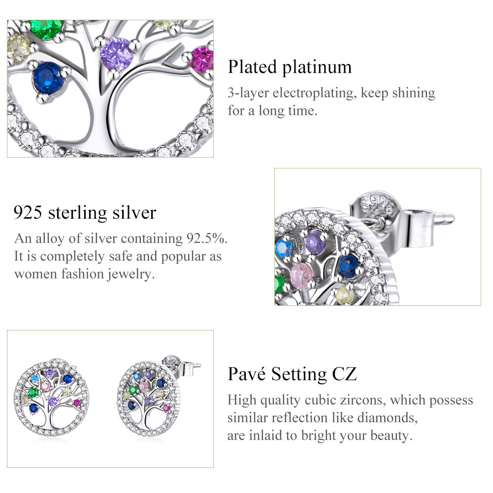 "Sylvory 925 Sterling Silver Tree of Life studs"