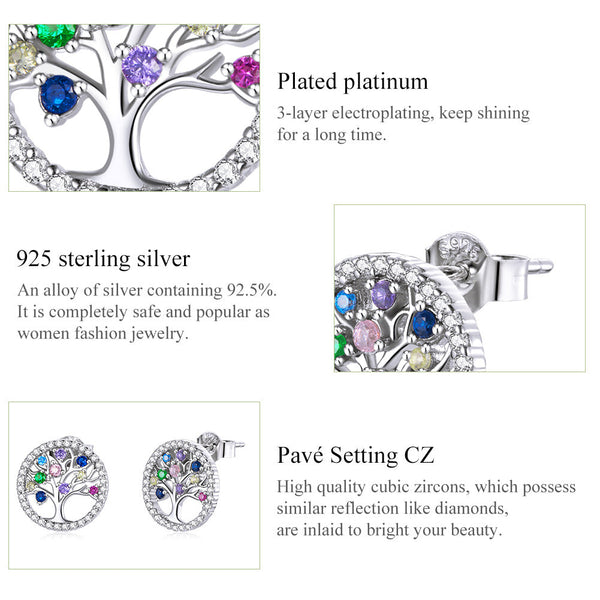 "Sylvory 925 Sterling Silver Tree of Life studs"