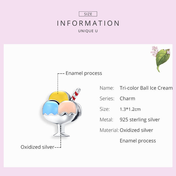 "Sylvory 925 Sterling Silver Trio Ice Cream Charm"