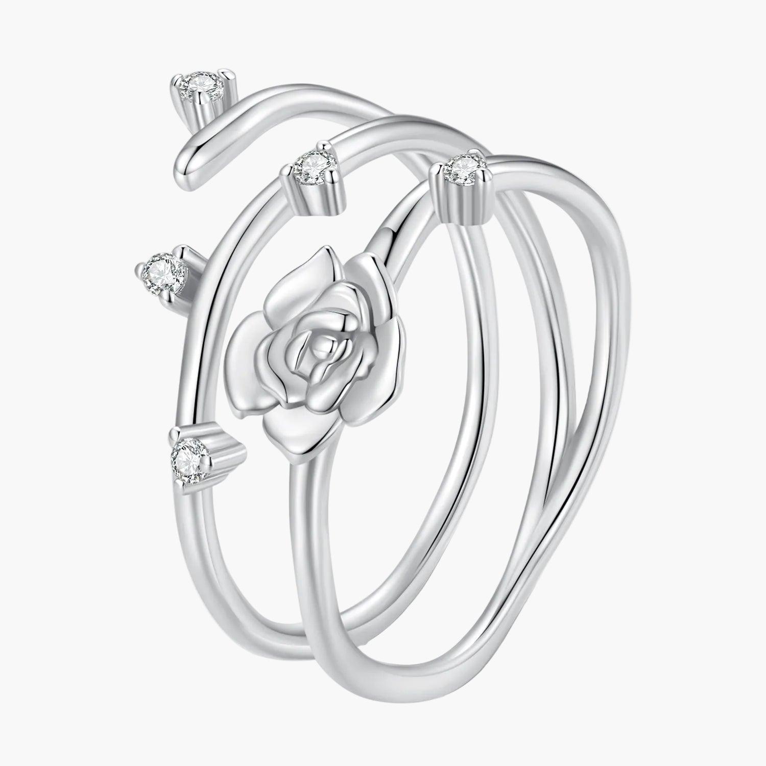 "Sylvory 925 Sterling Silver Twisted Rose Vine Ring" Main image