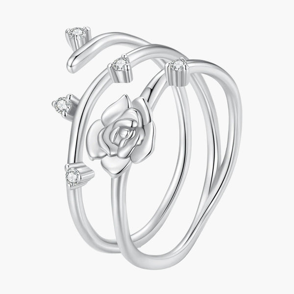 Silver Twisted Rose Vine Ring in 925 Sterling Silver by Sylvory