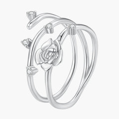 "Sylvory 925 Sterling Silver Twisted Rose Vine Ring"