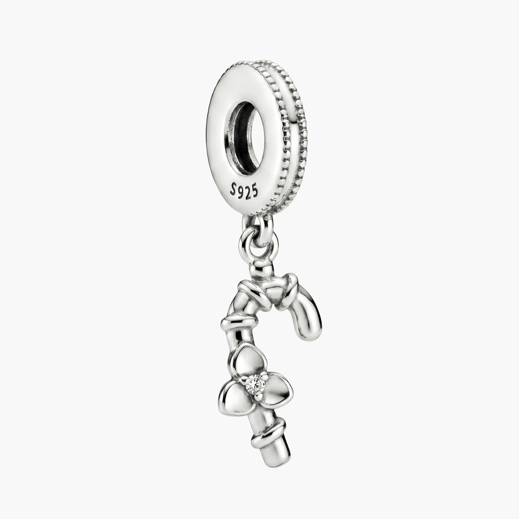 Silver Christmas Candy Cane Charm
