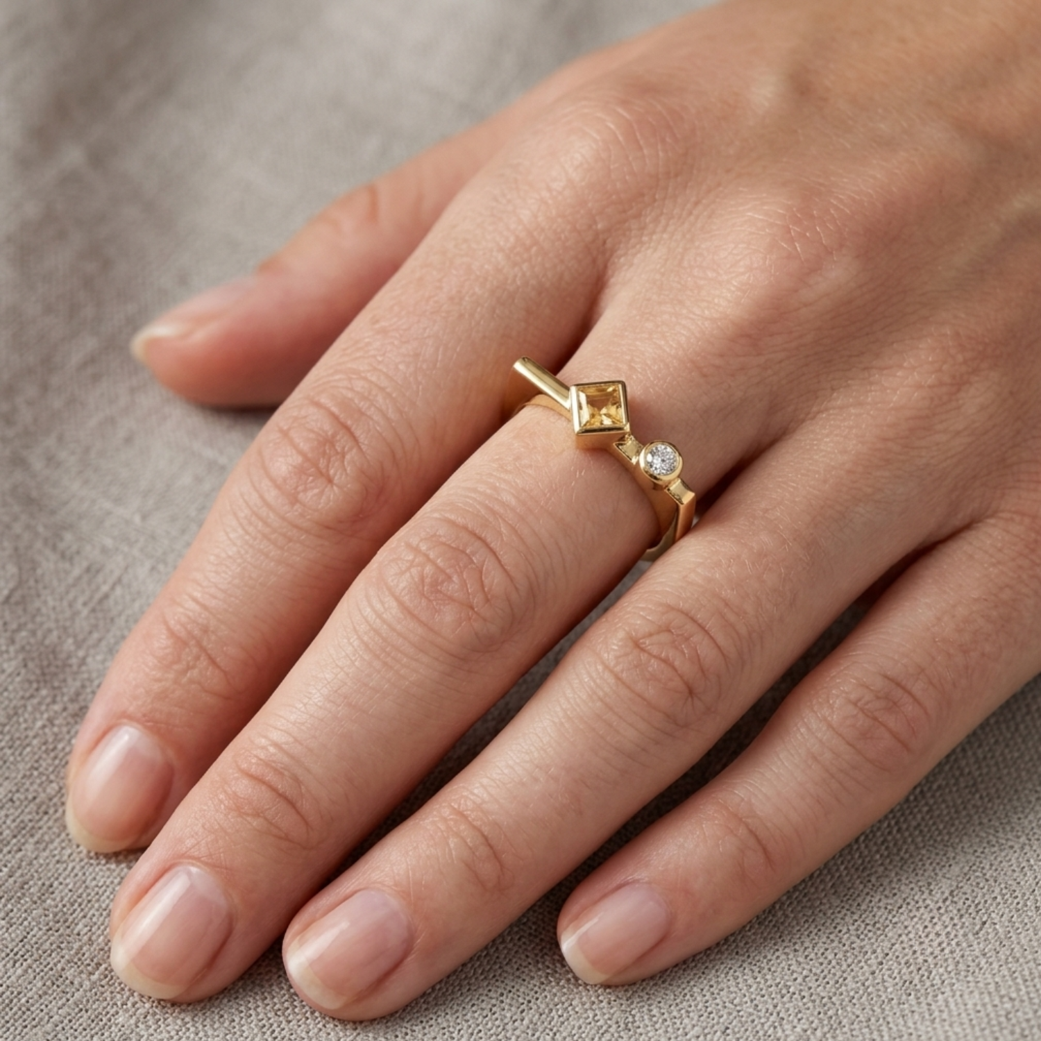 Silver Golden Glow Stackable Ring