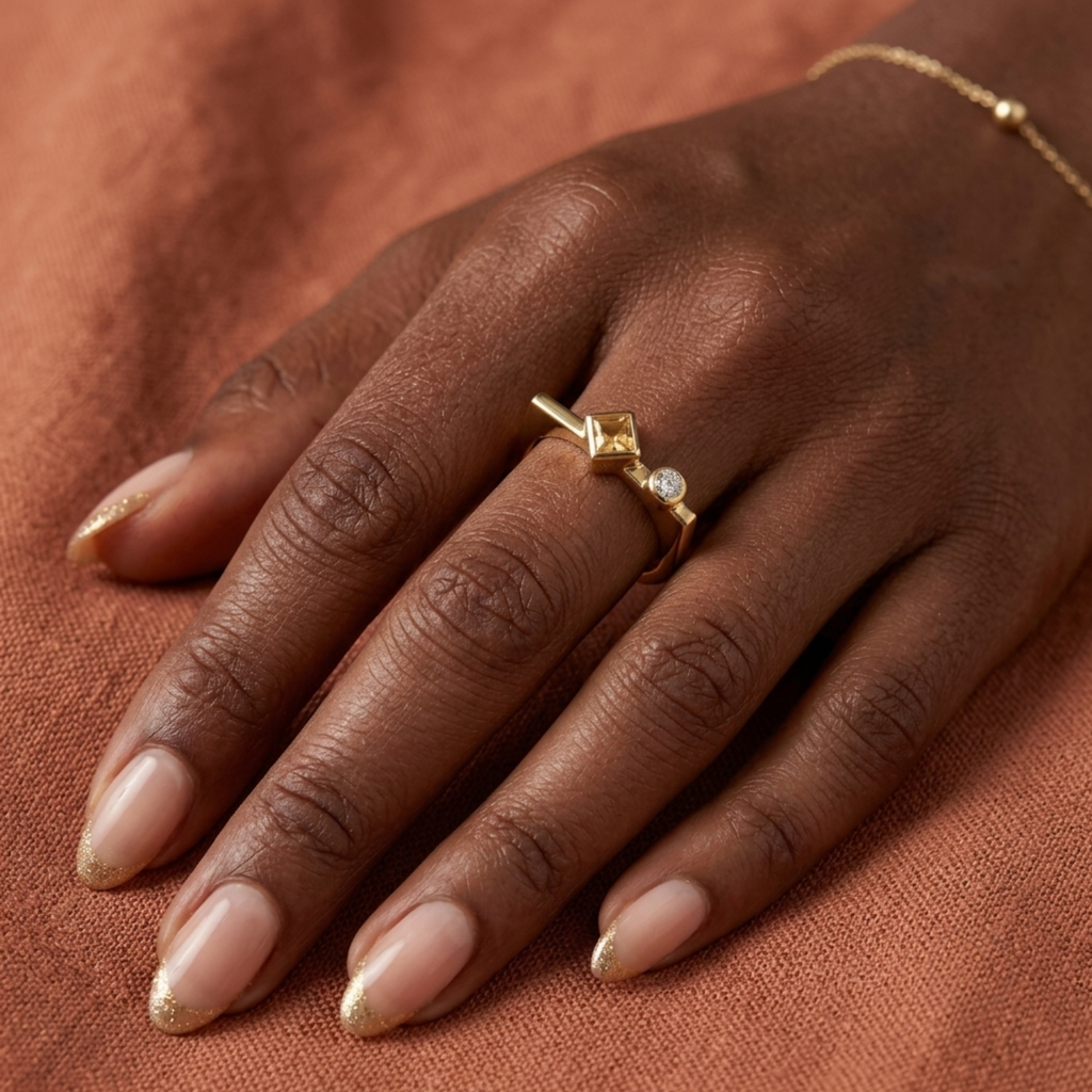 Silver Golden Glow Stackable Ring