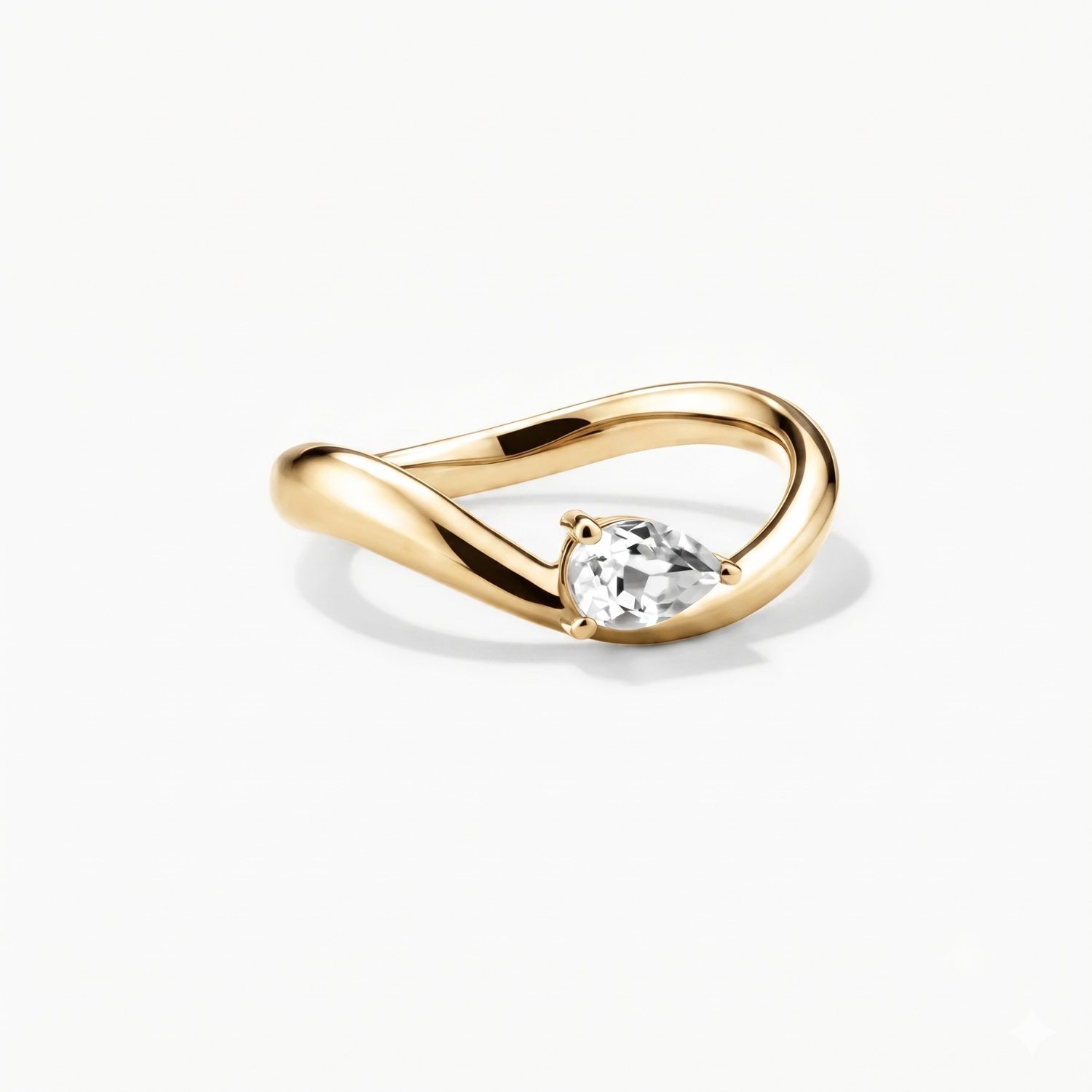 Silver Pear Solitaire Ring