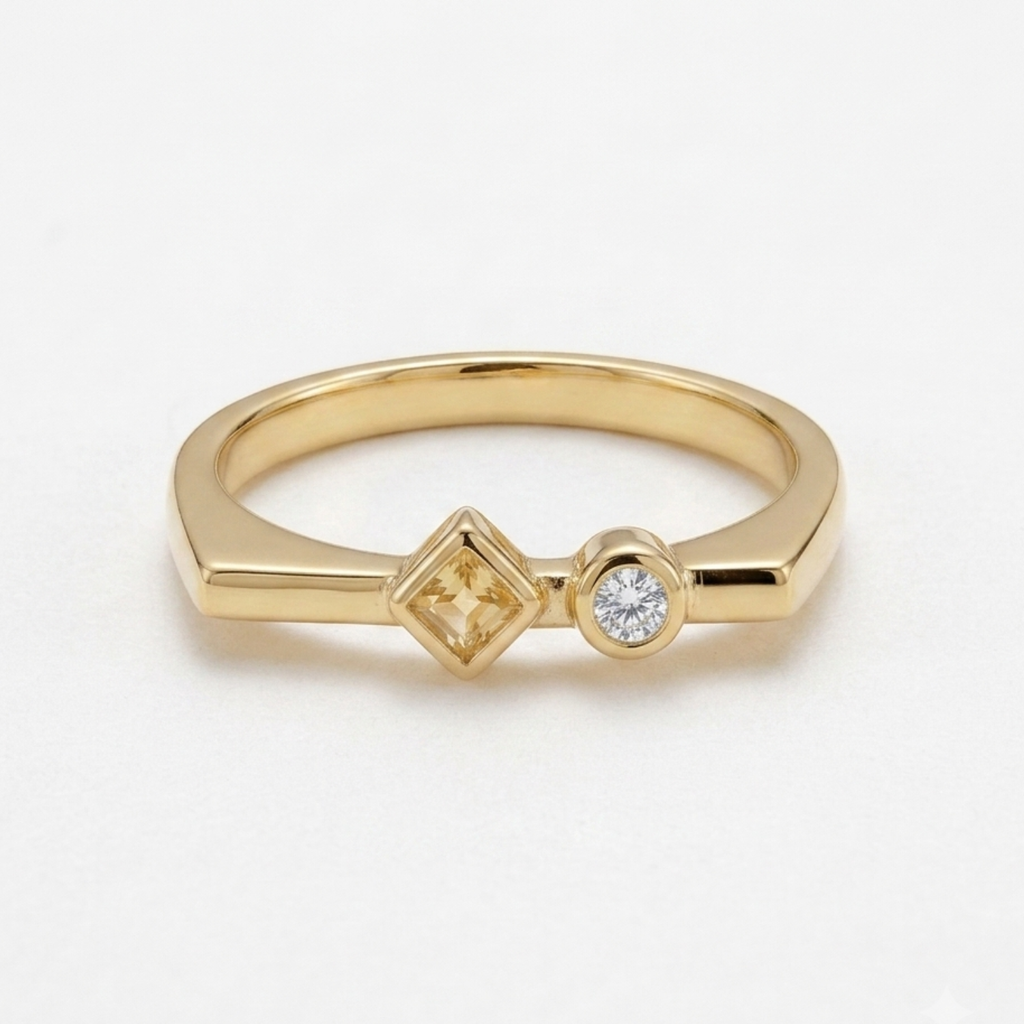 Silver Golden Glow Stackable Ring