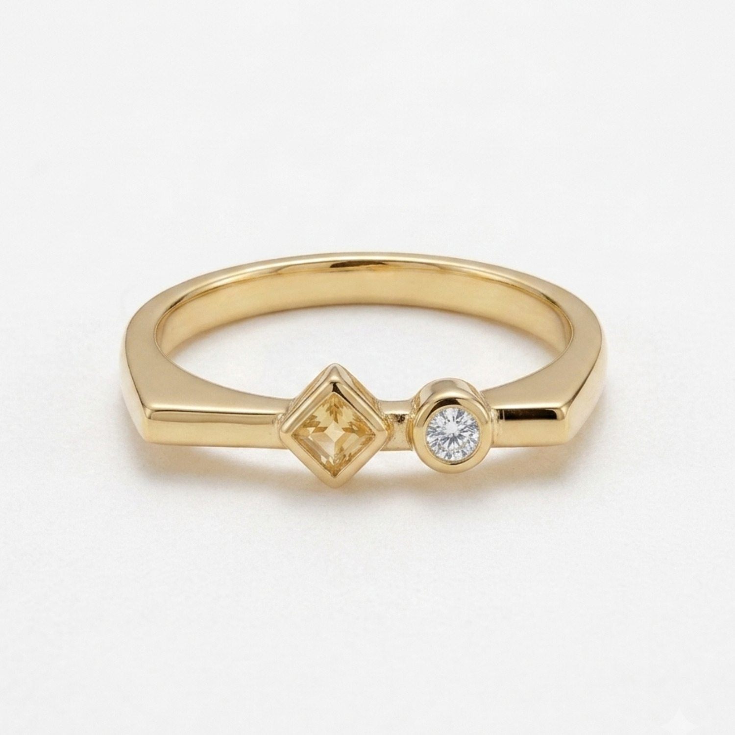 Silver Golden Glow Stackable Ring