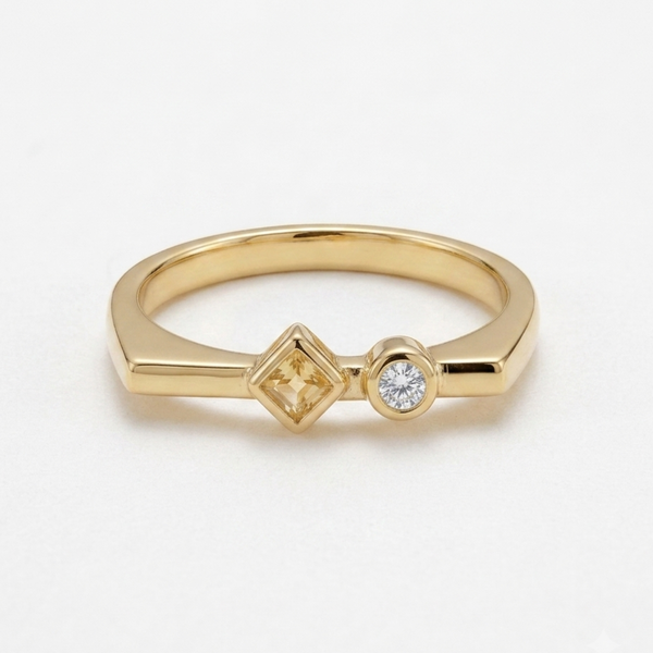 Silver Golden Glow Stackable Ring