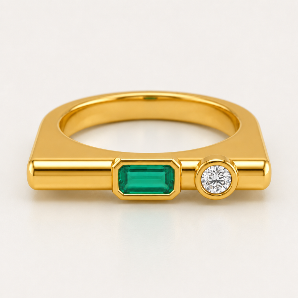 Silver Emerald Harmony Ring