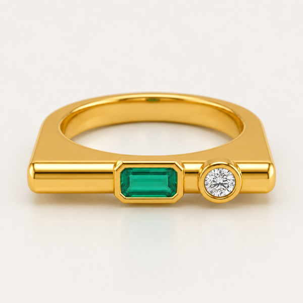 Silver Emerald Harmony Ring