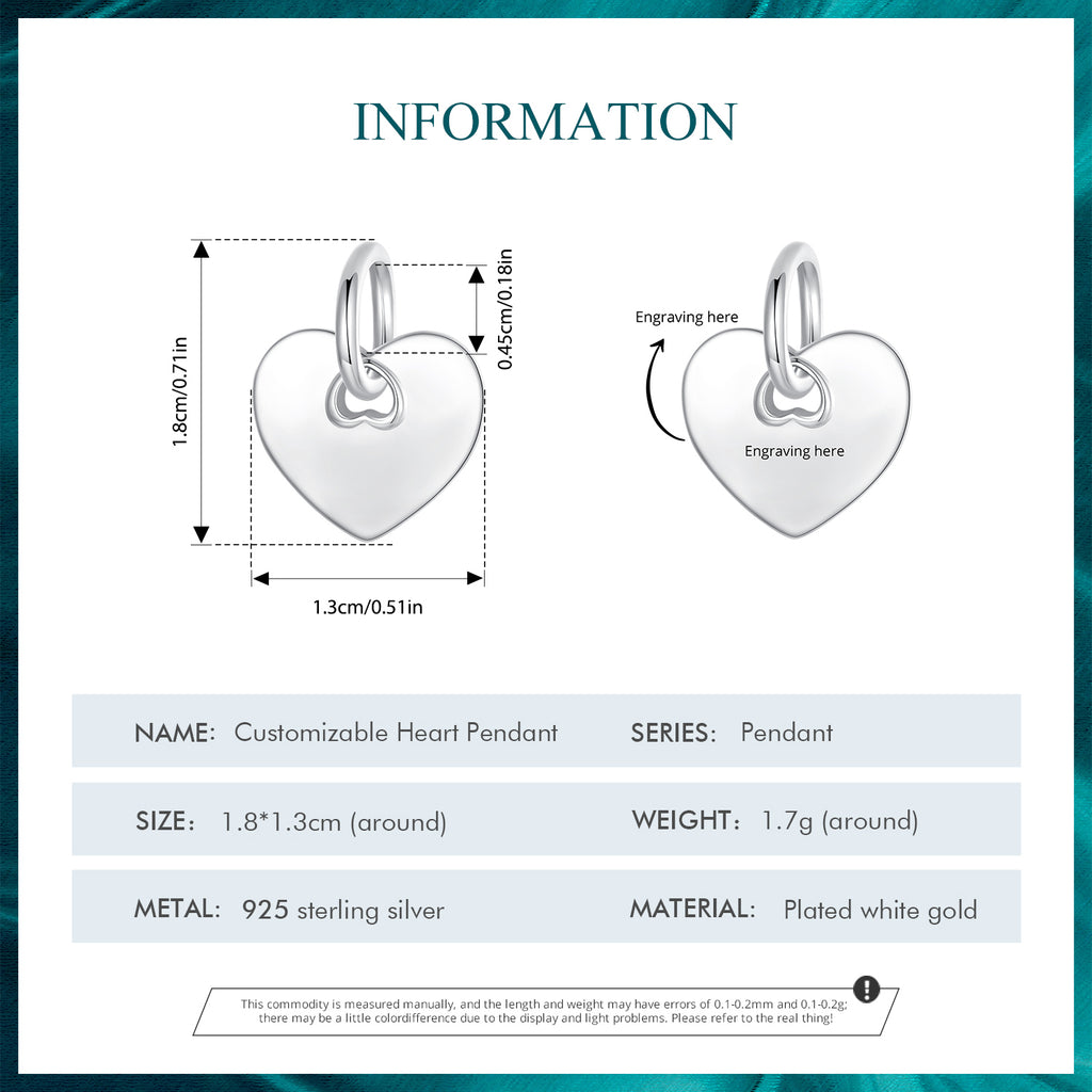 Silver Customized Heart Charm
