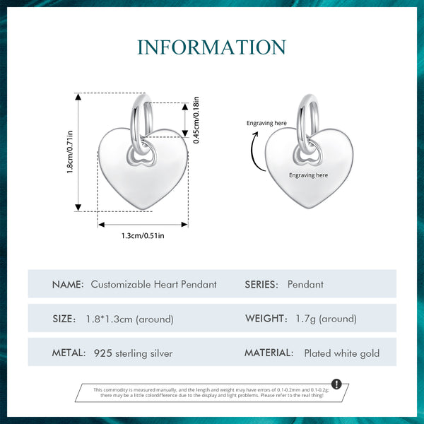 Silver Customized Heart Charm