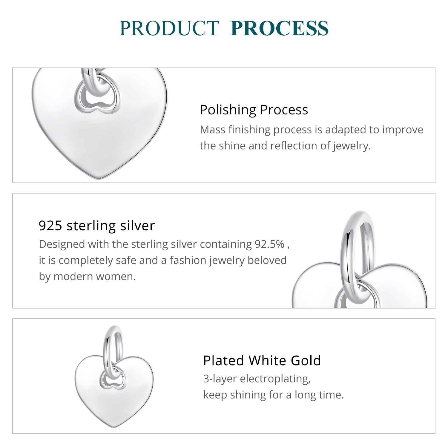 Sylvory 925 Sterling Silver Customized Heart Charm