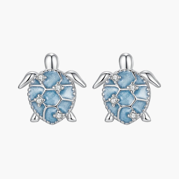 Silver Turtle of Fortune Studs in 925 Sterling Silver by Sylvory