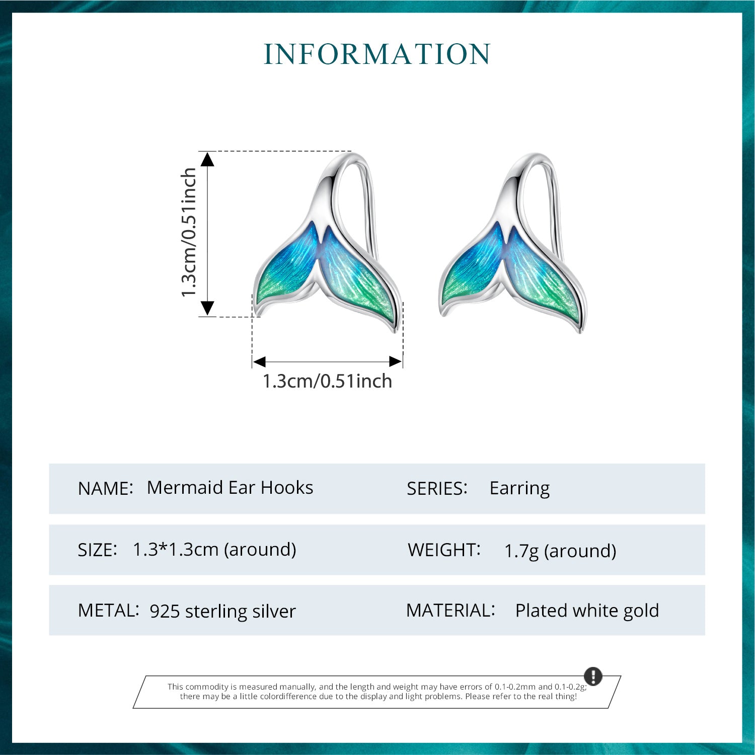 Sylvory 925 Sterling Silver Mermaid Tail Earring