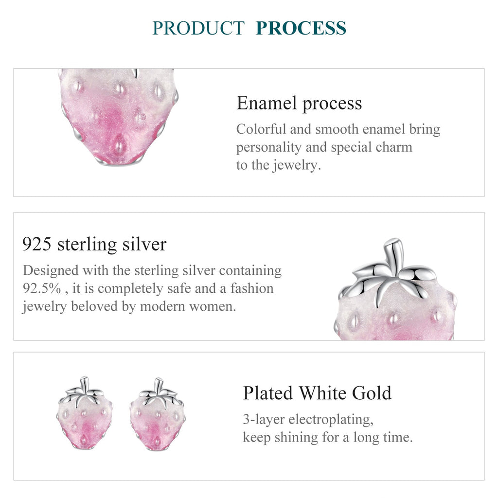 Sylvory 925 Sterling Silver Strawberry Studs