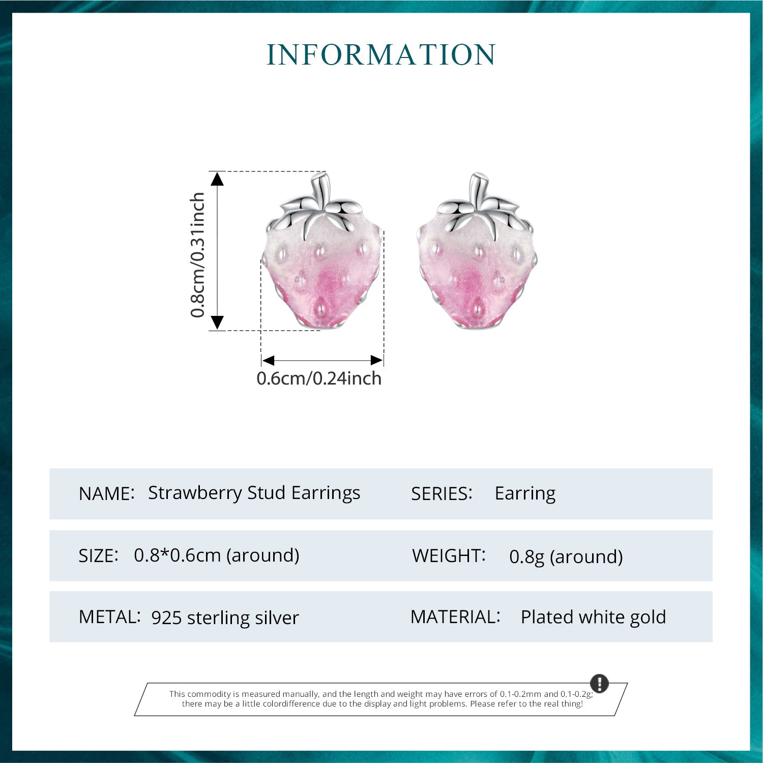 Sylvory 925 Sterling Silver Strawberry Studs